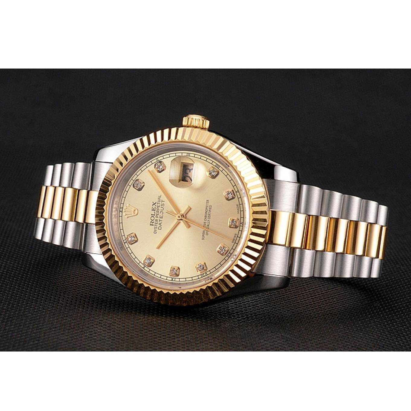 Aaa replica watch Dial Bracelet Bezel And Stainless Gold Swiss Datejust Case Tone Rolex Two Steel 0621